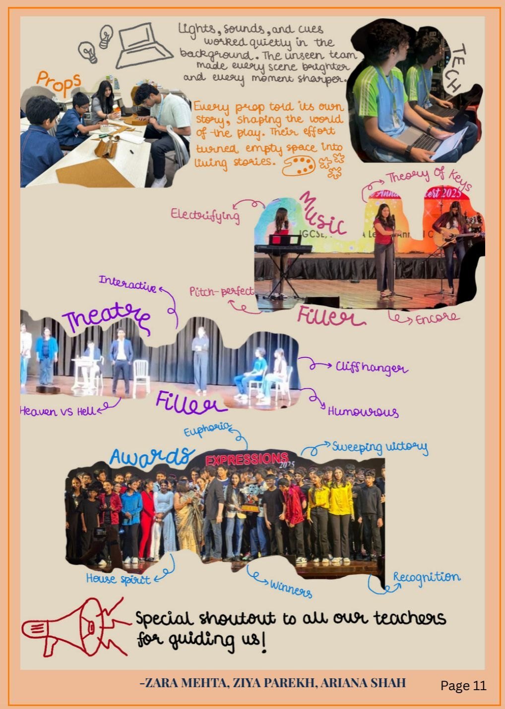 Newsletter page 11: Expressions 2025 spread, backstage and awards